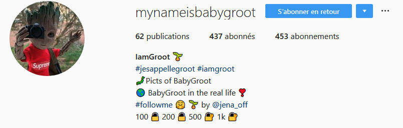 Instagram baby groot