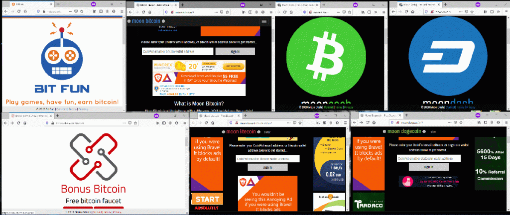 7 faucets bitcoins ouvert en même temps